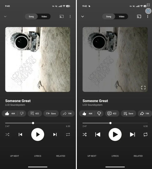 Youtube Music App playing